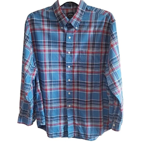 Brooks Brothers Mens 1XL Original Shirt Blue/Red Plaid Button-Down All Cotton - Picture 1 of 7